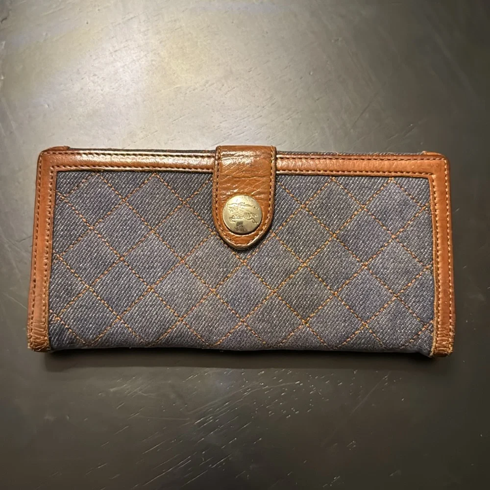Burberry Quilted Denim And Leather Wallet